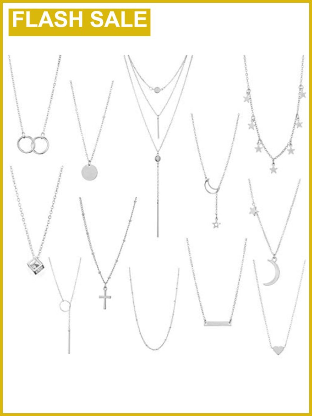 Layered Choker Necklace Set 12Pcs Multilayer Chain Simple Necklaces for Women